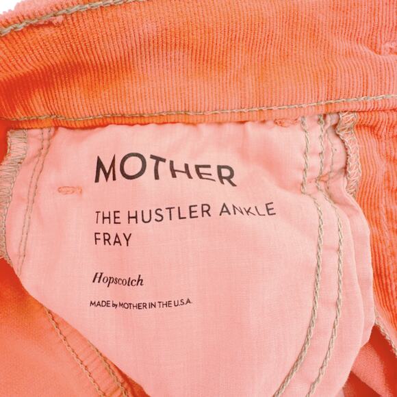 MOTHER The Hustler Ankle Fray Hopscotch Corduroy in Coral 24 - Picture 12 of 14
